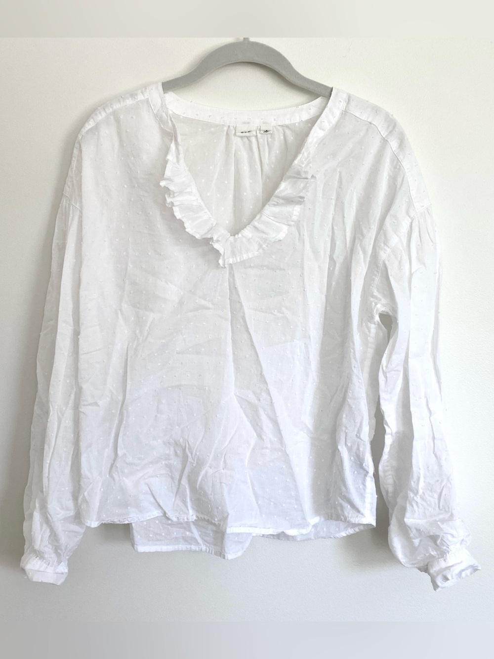 Gap Clipdot Ruffle Peasant Blouse